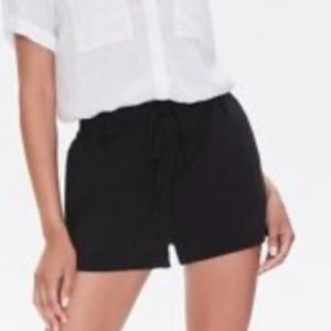 FOREVER 21 Drawstring Relaxed-Fit Shorts - Black